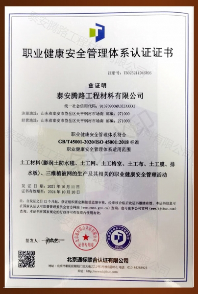 Occupational health and safety management system certification